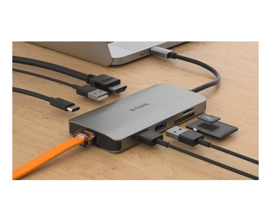 D-Link 8-in-1 USB-C Hub with HDMI/Ethernet/Card Reader/Power Delivery DUB-M810	 0.15 m