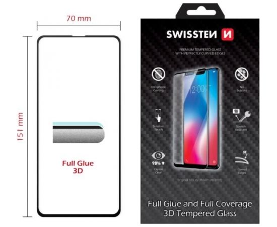 Swissten Ultra Durable Full Face Tempered Glass Aizsargstikls Apple iPhone 14 Plus Melns