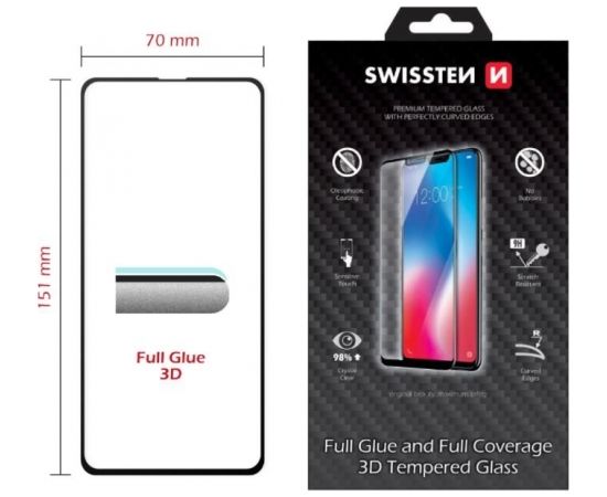 Swissten Ultra Durable Full Face Tempered Glass Aizsargstikls Apple iPhone 14 Melns