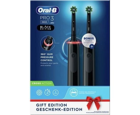 Oral-B Duo Pack of Two Electric Toothbrush Pro 3900 Black / White Edition