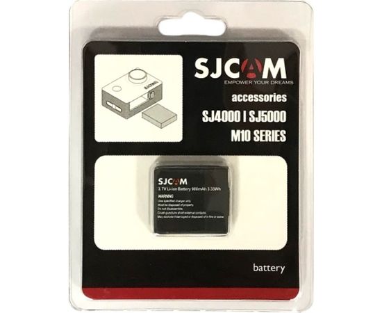 SJCam Oriģināls akumulators priekš Sporta Kameras SJ4000 SJ5000 M10 series 3.7V 900mAh 3.33Wh Li-Ion (EU Blister) Baterijas un akumulatori