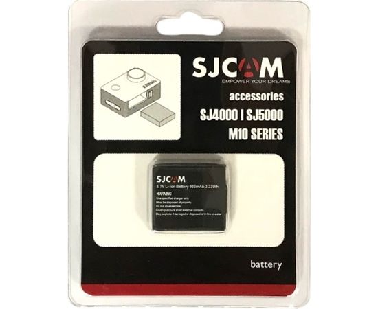 SJCam Оригинальный аккумулятор для спорт камеры SJ4000 SJ5000 M10 series 3.7V 900mAh 3.33Wh Li-Ion (EU Blister)