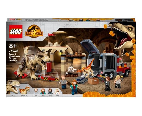 LEGO 76948 Jurassic World Tiranozaura un atrociraptora izlaušanās