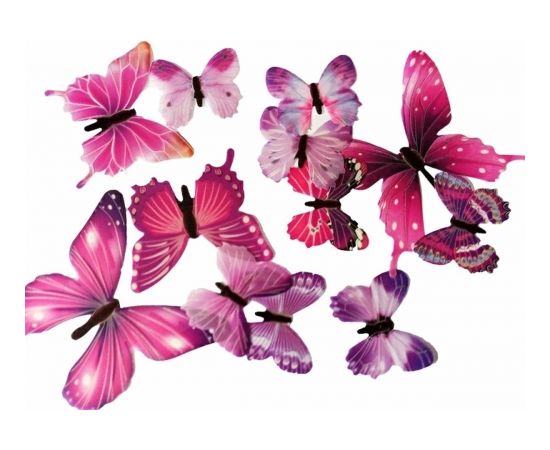 Fusion fluorescējošās uzlīmes guļamistabai "Butterfly" 12 gab (rozā)