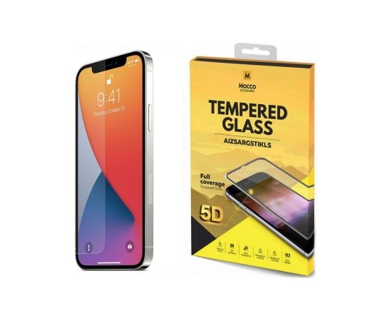 Mocco Full Glue 5D Signature Edition Tempered Glass Aizsargstikls Pilnam Ekrānam Apple iPhone 12 Pro Max Melns