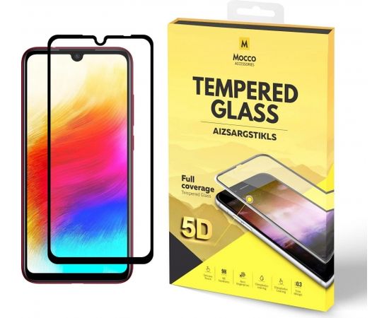 Mocco Full Glue 5D Signature Edition Tempered Glass Aizsargstikls Pilnam Ekrānam Xiaomi Redmi 7 Melns