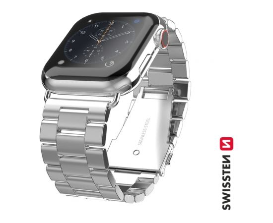 Swissten Металлический ремешок для Apple Watch 1/2/3/4/5/6 / SE / 38 мм / 40 мм / серебряная