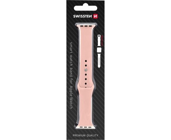 Swissten Cиликоновый Pемешок для Apple Watch 1/2/3/4/5/6 / SE / 38 мм / 40 мм / розовый