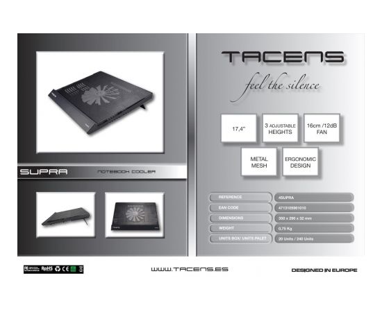 Tacens SUPRA Подставка с охлаждением для ноутбука