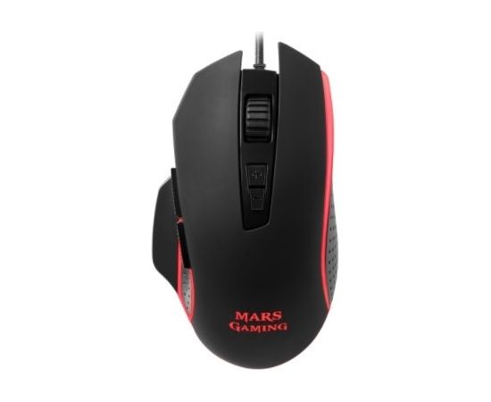 Mars Gaming MM018 Spēļu Pele ar Papildus Pogām / RGB / 4800 DPI / USB / Melna