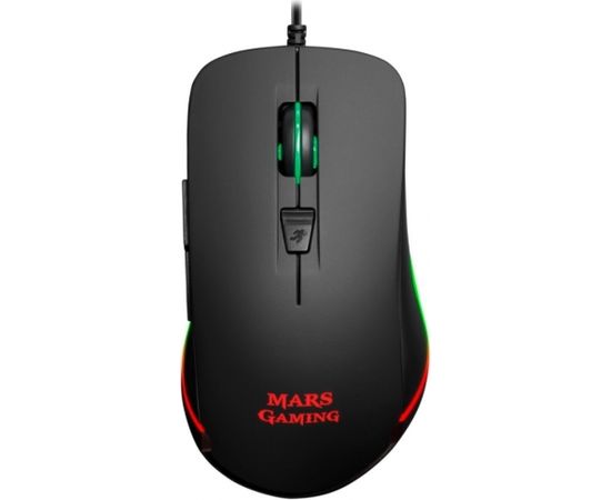 Mars Gaming MM118 Spēļu Pele ar Papildus Pogām / RGB / 400 - 9800 DPI / USB / Melna