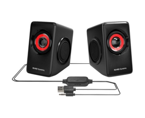 Mars Gaming MS1 Stereo Datora Skaļruņi / 2x 5W / 3.5mm Audio / USB Strāvas pieslēgums / Melnas