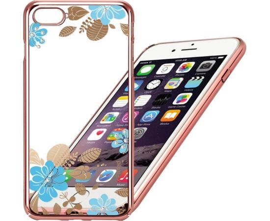 X-Fitted Пластиковый чехол С Кристалами Swarovski для Apple iPhone  6 / 6S Розовый / Синии Цветы