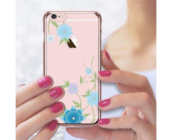 X-Fitted Пластиковый чехол С Кристалами Swarovski для Apple iPhone  6 / 6S Роза золото / Синие Цветы