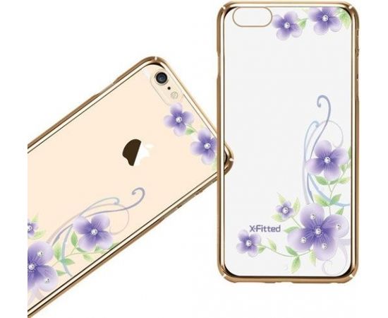 X-Fitted Aizmugurējais Plastikata Apvalks ar Swarovski Kristāliem Priekš Apple iPhone 6 / 6S Zelts / Orhidejas Feja