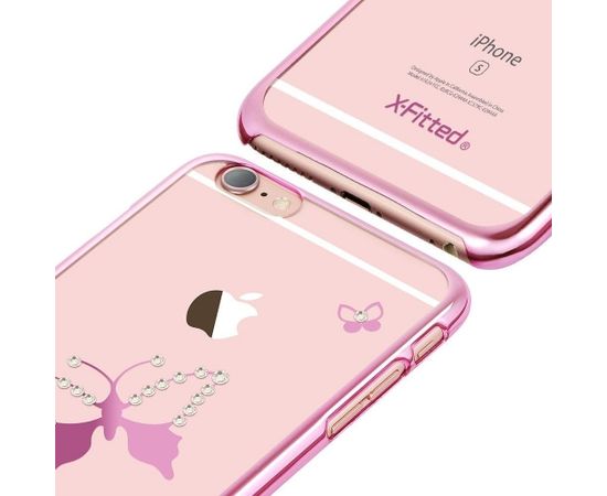 X-Fitted Пластиковый чехол С Кристалами Swarovski для Apple iPhone  6 / 6S Розовый / Классическая Бабочка