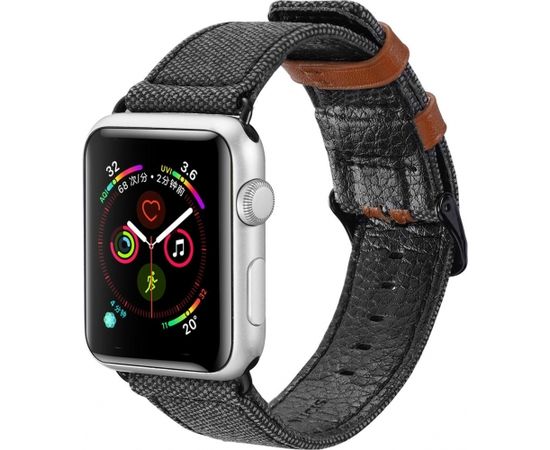 Dux Ducis Canvas Ādas Siksniņa Pulkstenim Apple Watch 38 / 40 mm Melna-Brūna