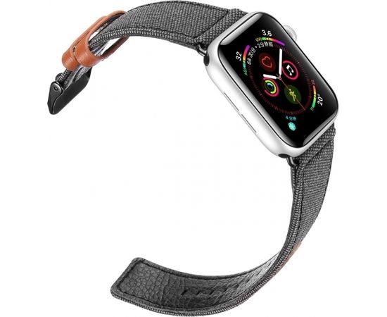 Dux Ducis Canvas Ādas Siksniņa Pulkstenim Apple Watch 38 / 40 mm Melna-Brūna