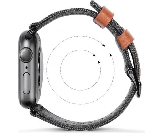 Dux Ducis Canvas Ādas Siksniņa Pulkstenim Apple Watch 38 / 40 mm Melna-Brūna