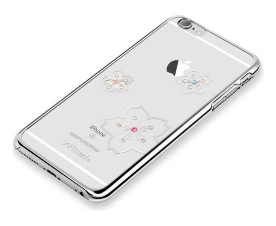 X-Fitted Aizmugurējais Plastikata Apvalks ar Swarovski Kristāliem Priekš Apple iPhone 6 / 6S Sudrabs / Atplaukst