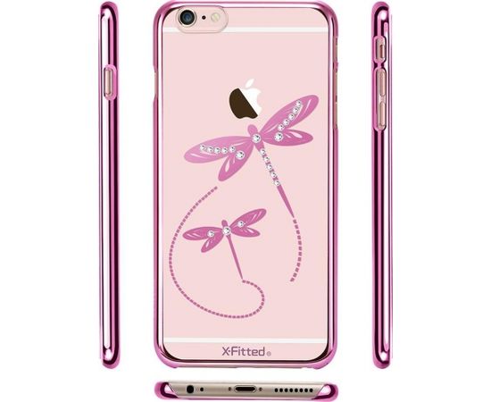 X-Fitted Пластиковый чехол С Кристалами Swarovski для Apple iPhone  6 / 6S Розовый / Стрекоза