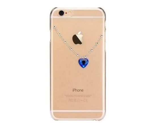 X-Fitted Aizmugurējais Plastikata Apvalks ar Swarovski Kristāliem Priekš Apple iPhone 6 / 6S Zelts / Zila sirds
