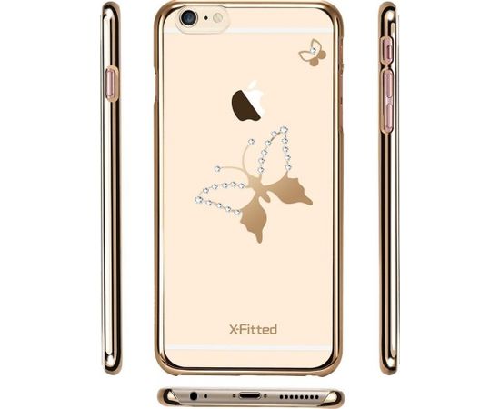 X-Fitted Пластиковый чехол С Кристалами Swarovski для Apple iPhone  6 / 6S Золото / Классическая Бабочка