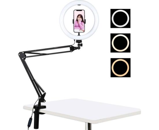 Puluz Desktop arm stand with 26cm LED Vlogging Ring PKT3090B