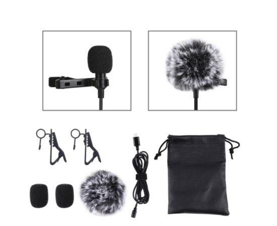 Puluz Jack Lavalier Wired Condenser Recording Microphone 1.5m USB-C / Type-C PU425