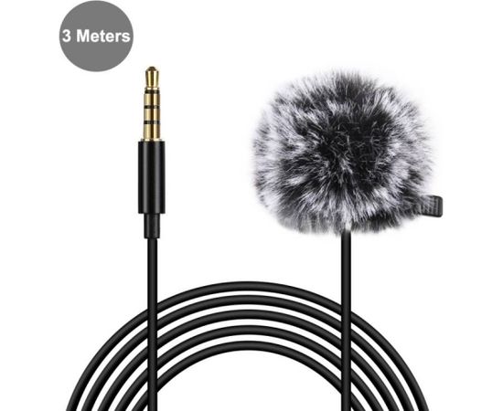 Puluz PU3045 clip microphone 3m, 3,5 mm Jack Citi kameru aksesuāri 