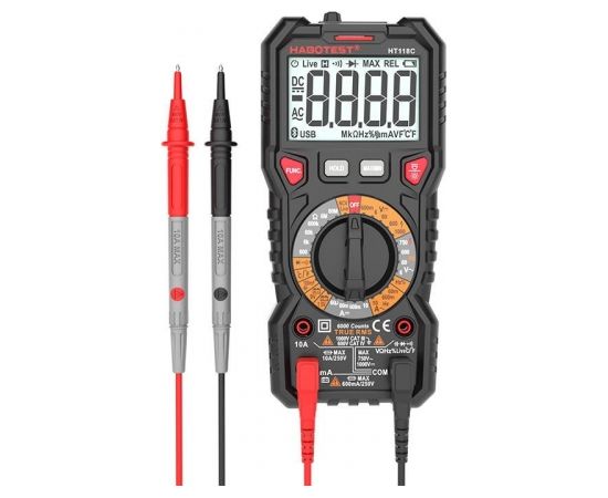 Digital Multimeter with Flashlight Habotest HT118C, True RMS, NCV, battery testing