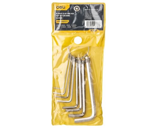 Hex Key Sets 1.5-6mm Deli Tools EDL3080 (silver)