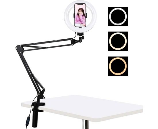 Puluz Desktop arm stand with 20cm LED Vlogging Ring PKT3089B