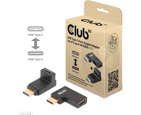 CLUB 3D CAC-1528 USB Type-C Gen2 Angled Adapter set of 2 up to 4K120Hz M/F