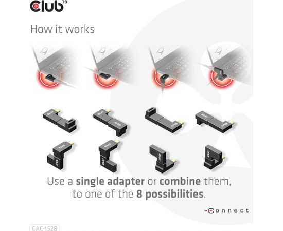 CLUB 3D CAC-1528 USB Type-C Gen2 Angled Adapter set of 2 up to 4K120Hz M/F