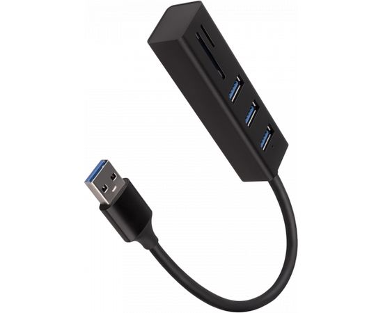 AXAGON HMA-CR3A 3x USB-A + SD/microSD, USB3.2 Gen 1 hub, metal, 20cm USB-A cable