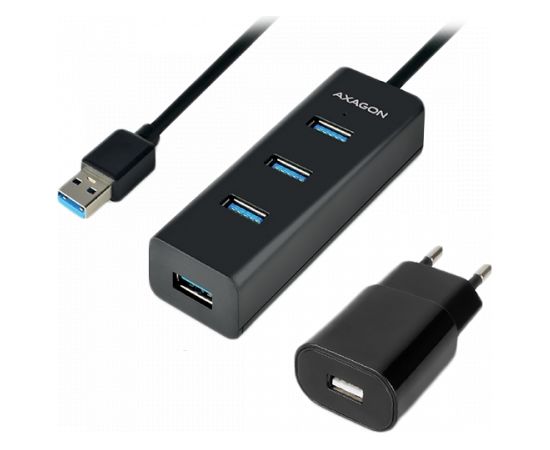 AXAGON HUE-S2BP 4x USB3.0 Charging Hub 1.2m Cable, MicroUSB Charging, Incl. AC Adapter