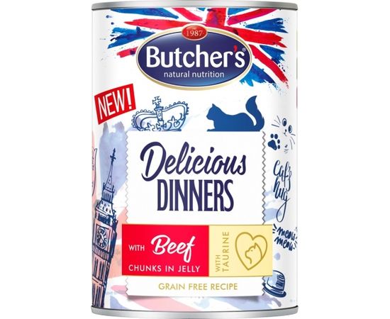 BUTCHER'S Delicious Dinners Pieces of beef in jelly - wet cat food - 400g