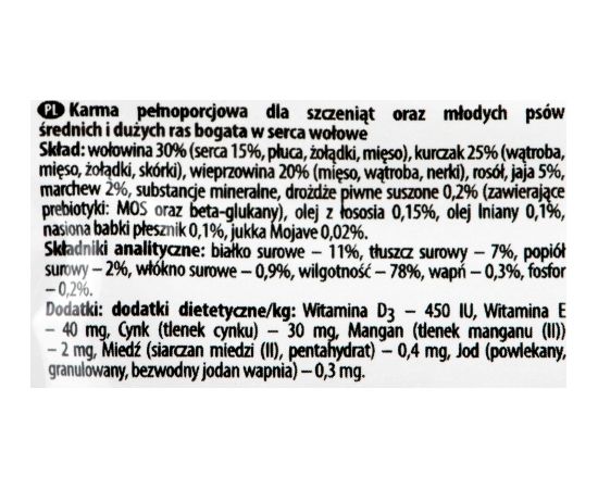 DOLINA NOTECI JUNIOR Wet dog food Hearts of beef 300 g