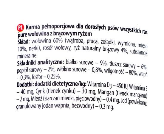 Dolina Noteci Premium Pure rich in beef with brown rice - wet dog food - 400g