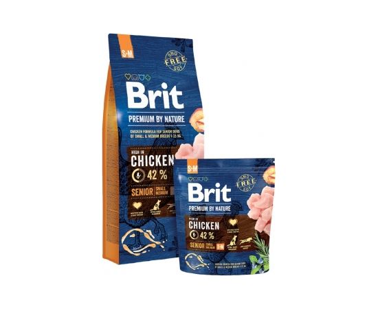 Brit Premium by Nature Senior S+M, Apple, Chicken, Corn- dry food for adult dogs of medium breeds 15 kg