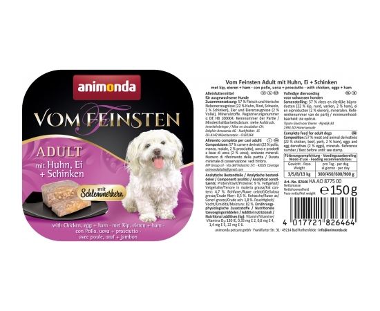 animonda Vom Feinsten Gourmet core with Chicken, egg + ham Egg, Chicken, Ham Adult 150 g