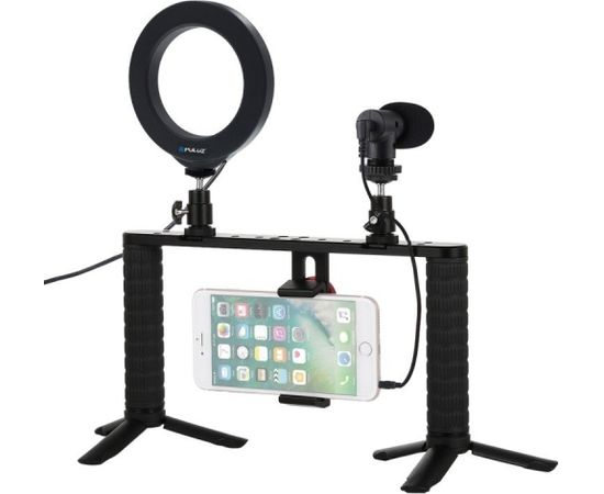Puluz Dual Handle Vlog kit with LED lamp and microphone Smartphone  PKT3028 PKT3028 Citi kameru aksesuāri 