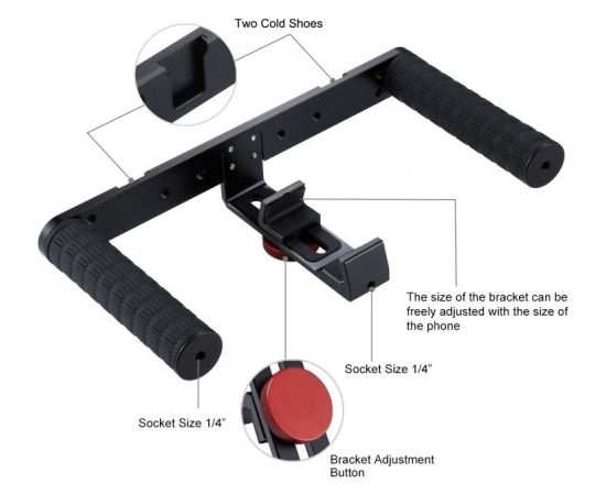 Puluz Dual Handle Vlog kit with LED lamp and microphone Smartphone  PKT3028 PKT3028 Citi kameru aksesuāri 