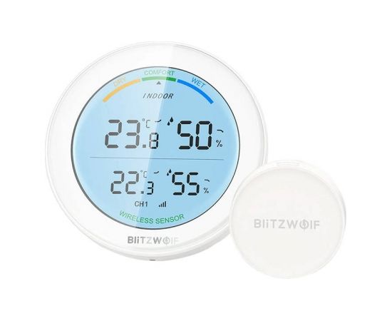 (Ir veikalā) BlitzWolf BW-WS01 bezvadu meteoroloģiskā stacija (white)