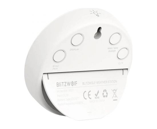 (Ir veikalā) BlitzWolf BW-WS01 bezvadu meteoroloģiskā stacija (white)