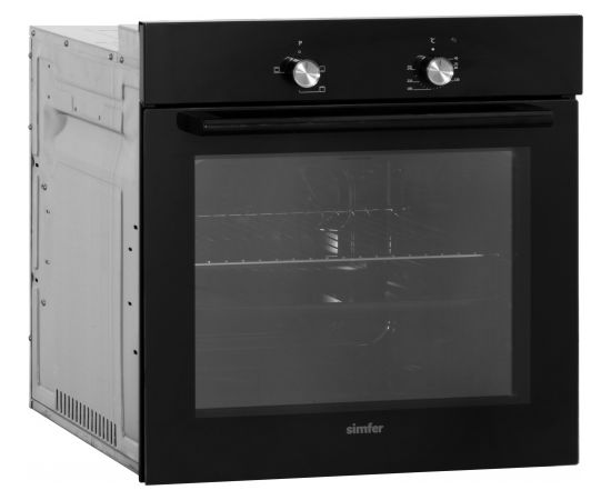 Simfer Oven 8004AERSP 62 L, 4 (0+3) Function, Easy to Clean, Mechanical control, Height 60 cm, Width 60 cm, Black