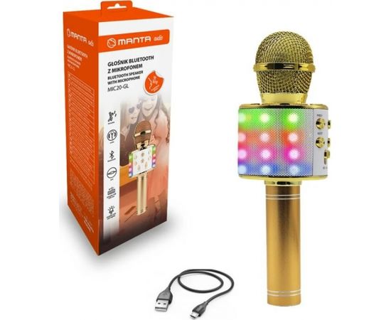 Karaoke microphone with speaker Manta MIC21PKL, gold