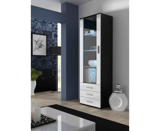 Cama Meble SOHO 4 set (RTV180 cabinet + 2x S1 cabinet + shelves) Black/White gloss
