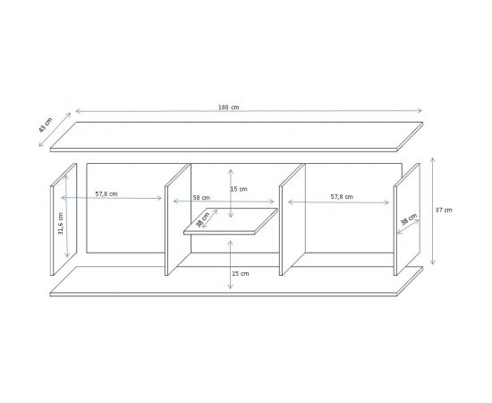 Cama Meble SOHO 4 set (RTV180 cabinet + 2x S1 cabinet + shelves) White/Black gloss